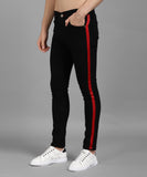 Slim Men Black Jeans Black, Red