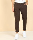 Slim Fit Men Grey Trousers CHOCOLATE