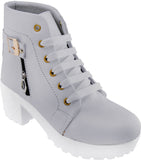 KADY Leather Casual Stylish Look Boots Shoes Boots For Women Grey