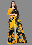 sarees Printed Daily Wear Georgette Saree Black, Yellow