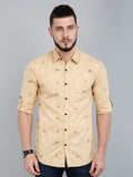 Men Printed Casual Dark Blue, Light Blue, White Shirt Yellow