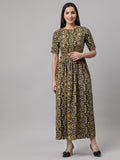 Women Fit and Flare Multicolor Dress BLACK, YELLOW