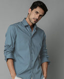 Men Solid Casual Black Shirt Grey